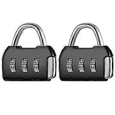 2 kpl 3-numeroinen yhdistelmälukko, musta digitaalinen turvalukko nollattava koodilukko matkalaukku yhdistelmälukko ulkokäyttöön vedenpitävä 