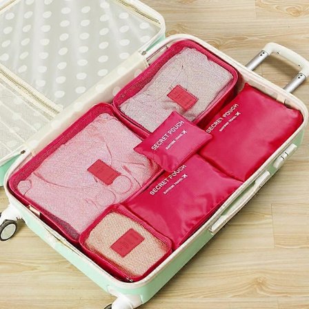 6 stk. Sæt Rejsekuffert Organizer Tasker Bagage Pakke Kuber Til Rejse Organizer Opbevaring Sko Tøj Bagage Organizer Tasker