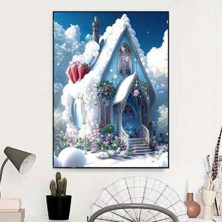 30x40cm DIY Diamantmålning Set för Vuxna och Barn - Drömmande Vindfull Snöig Stuga 4#, Full Diamantbroderi Hantverk, Kristallduk Rhinestone 