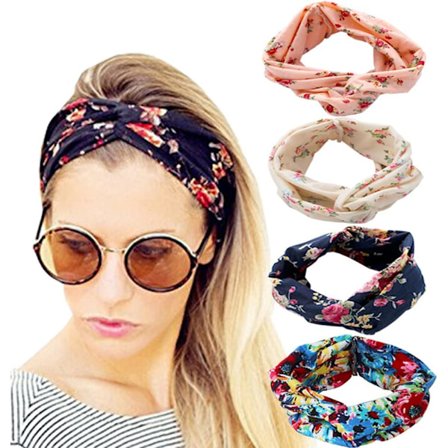 4 stycken kvinnors pannband Boho pannband Vintage blommönster Ha