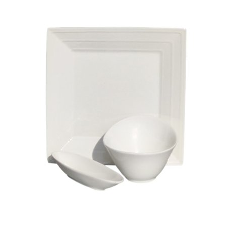 Posliiniastiasto B002 Lautanen, soikea ja kulho - 10 kpl.