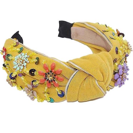 Hovedbånd Knude Turban Vintage Diamant Hårbånd Håndlavede Perleblomster Hårbøjler Mode Glitter Hovedbånd
