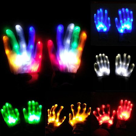 1pair Led Light Up Hand Finger Gloves Halloween Christmas Costume Dance Decor