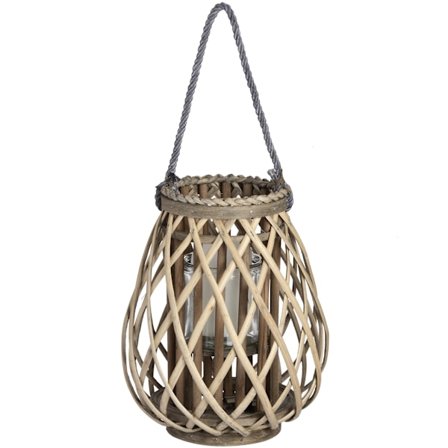 Hill Interiors Wicker Bulbous Lantern One Size Brun