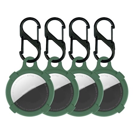 4 stk. AirTags-beskyttelsescover i silikone med krog - Grøn