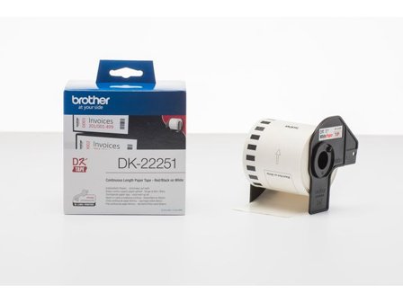BROTHER Etikett DK22251 62mm svart/röd - Lyreco - Kontorsmaskiner - Etikettskrivare och etiketter - Etiketter - Brother