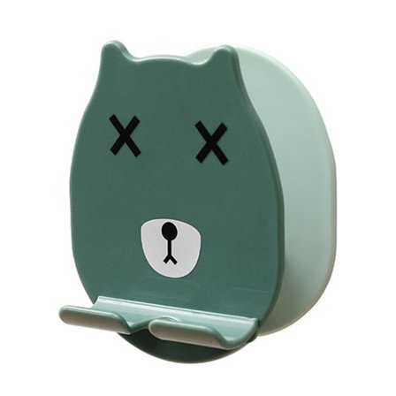 Kreativ Vægmonteret Telefonholder Punch Free Desktop Stand til IOS Tablet Grøn