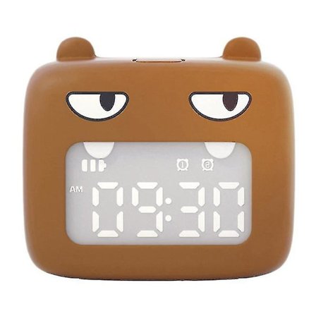 Barnealarmklokke Søt Dyr Digital Alarmklokke For Barn (brun)