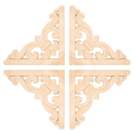 4 stk europeisk stil treutskjæret hjørneapplikasjon klistremerke for hjemmemøbler dørskapdekorasjon 11x11cm