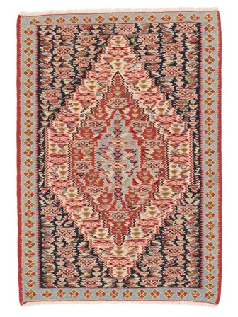 Kilim Senneh Fine Rug 75X106 Brown/Dark Red Wool, Persia