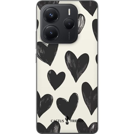 Kompatibelt Mobildeksel til Xiaomi Xiaomi Redmi Note 14 5G Cactus and Friends - Bold Black Love Pattern