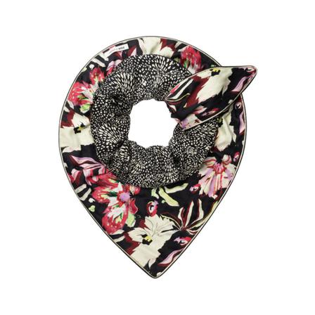 Pom Amsterdam, POM Shawl Double Flowe Blaze Antracite Zwart, Dames, Maat:ONE Size,Viscose,print