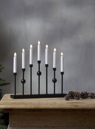 Adventsstake Gustavo 7-lys - sort