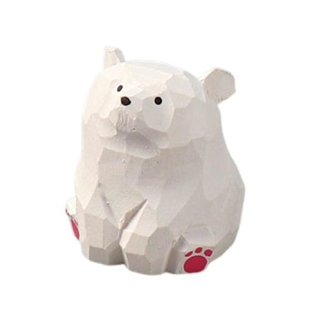 Massiv trä snidad björnfigur mini djurfigur leksaksmodell staty skulptur skrivbordsdekoration prydnad festivalgåva White