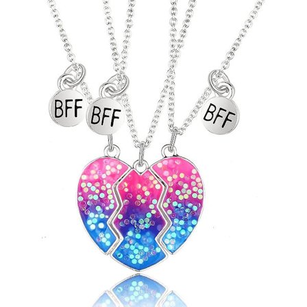 Stk. Bff Halskæder Bedste Venner Venskab Kædehalskæde Fødselsdagsgaver Kædevedhæng Gaver Til Piger (pink Og Blå)