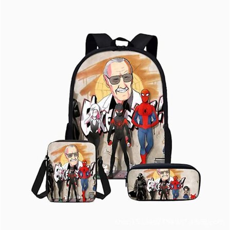 Spiderman Primary And Secondary School Theme School Bag 3-piece Set Computer Bag Messenger Bag Pencil Case