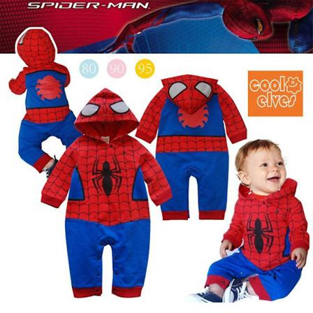 Baby Gutter Superhelt Spiderman Fancy Dress Hettero med Hetteskjerf Julejumpsuit [HK] 3-6 Months