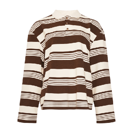 Noella Lynlee Polo - Brown Offwhite Stripe Blusar Dam Brun XS
