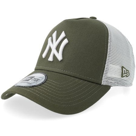 New Era - MLB Grön trucker Keps - New York Yankees League Essential 9FORTY New Olive/White A-Frame Trucker @ Hatstore