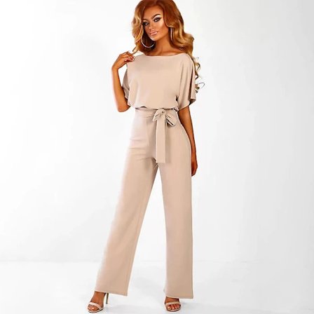 Dame Jumpsuit Casual Vida Ben Dame Aftonfest Lang Playsuit Aprikos