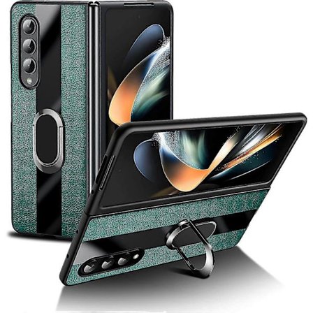 Skal Kompatibelt Med Samsung Galaxy Z Fold 4, PU Läder Skyddsfodral Med Inbyggt Metallstativ