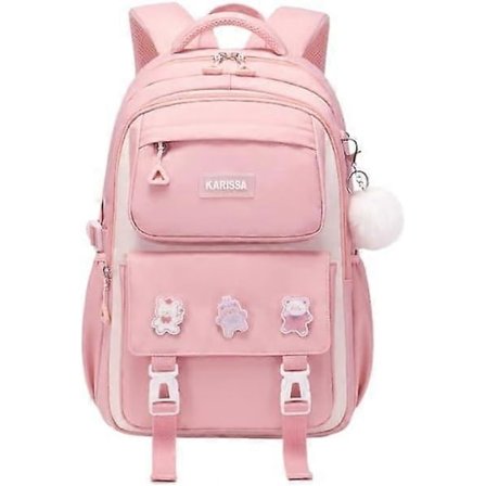 Skolerygsække til piger, Mellemskole taske Elementær skoletaske, Store afslappede skoledagsrygsække til teenagepiger (Pink)