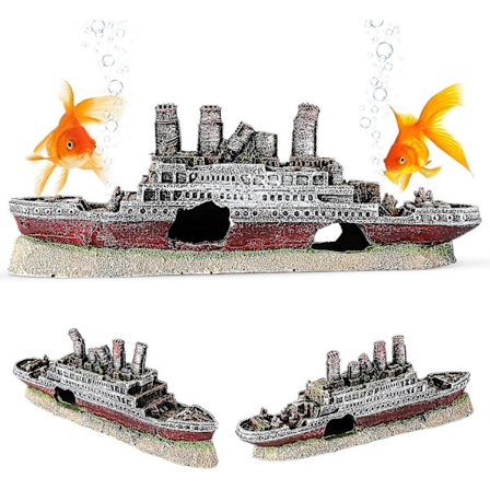 Akvariumdekoration, Fisktank Naturligt Harts Skeppsbrott Ornament Akvarium Dekoration