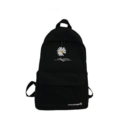 Korean Style Solid Color Casual School Bag Fresh Flower Student Backpack For Men And Women