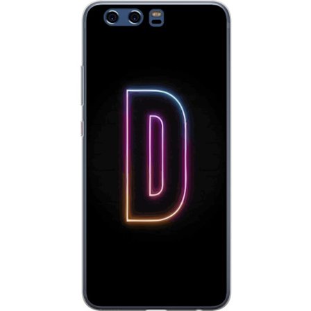 Kompatibelt Mobildeksel til Huawei Huawei P10 Minimalistisk neonbokstav D i fargeskiftende lys mot svart bakgrunn i moderne digital design