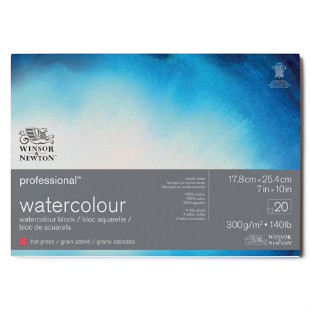 Winsor & Newton Professional Akvarellilehtiö HP 18x26cm 300g