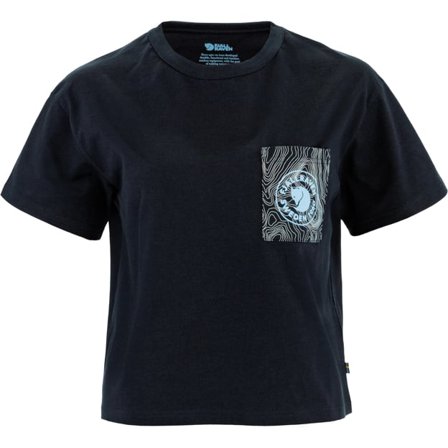 Fjällräven Women's Logo Pocket T-Shirt Top in Dark Navy | Size: XS, Organic Cotton