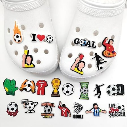 35 stk. Skocharms, Fodbold Croc Charms, PVC Crocs Tilbehør Armbånd Strandtasker Tilbehør Festgave til Børn Piger Voksne