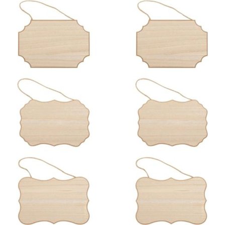 6 st ofärgade hängande träskyltar rektangulär tom träplatta tom