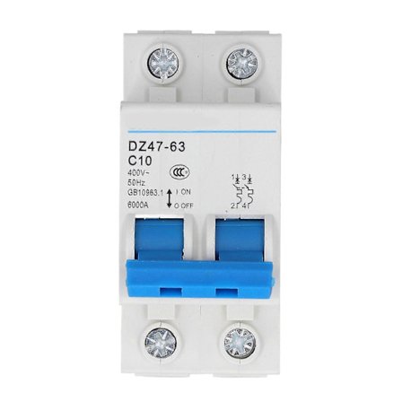 2P Miniatyrbryter DIN-skinne montering 400V 10A Overbelastningsvern Bryter DZ4763 C10