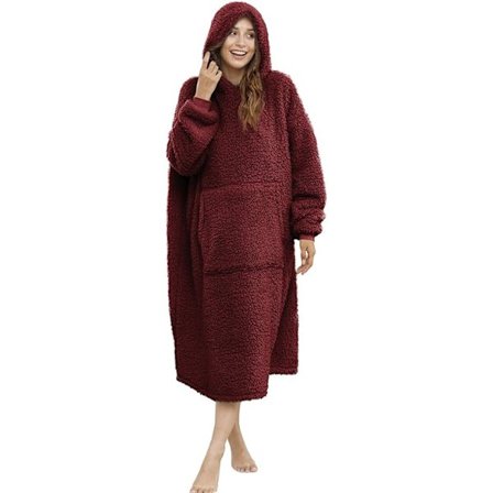 Bærbar Teppe Oversized Hettegenser Sweatshirt TV-teppe med Lange Ermer og Lomme