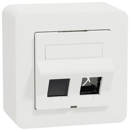 Schneider Electric Exxact Modularuttak vinklet, trykknappfeste, Datamaskin & surfing