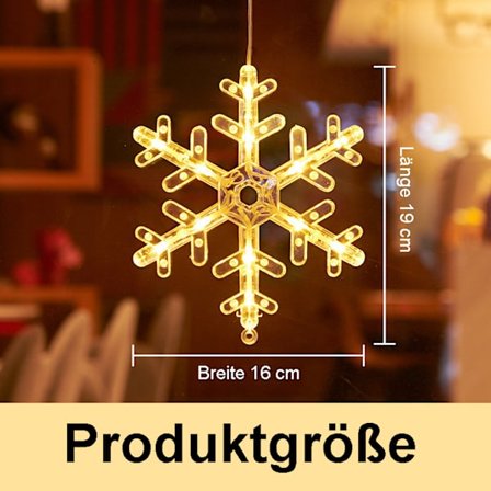 Sæt med 2 vinduesdekorationer hængende vindueslys med sugekop LED varm hvid batteridrevet julelys snefnug