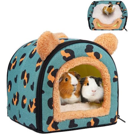 Marsvinsängshus - Grottmysig stor hamster smådjursbädd gömställe med dyna för hamster kanin, blå