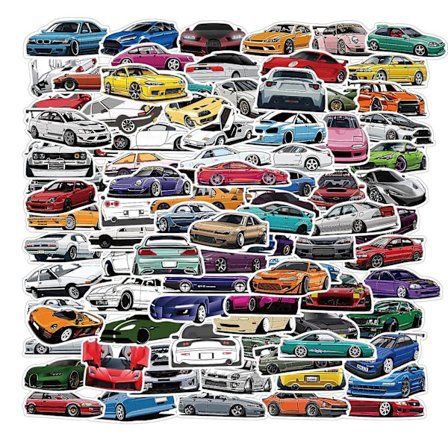 100 kpl Retrofit Racing Car Graffiti -tarroja kannettavaan tietokoneeseen, kitaraan, matkatavaroihin, pyörään, skeittilautaan, vedenpitävä tarra, 