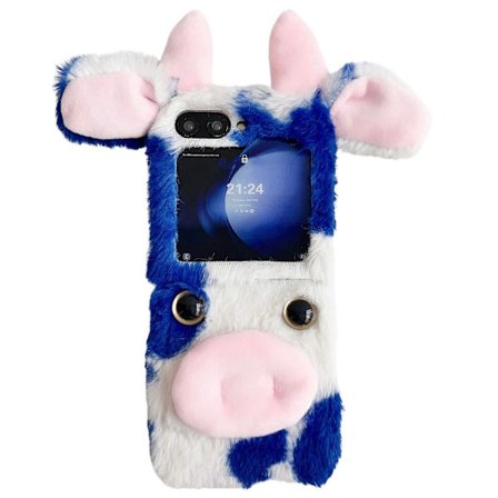 Akryl Vikbart Telefonfodral för Samsung Galaxy Z Flip7 FE 5G/ Z Flip6 5G/ Z Flip5 5G Fluffiga Ko-Öron Skydd