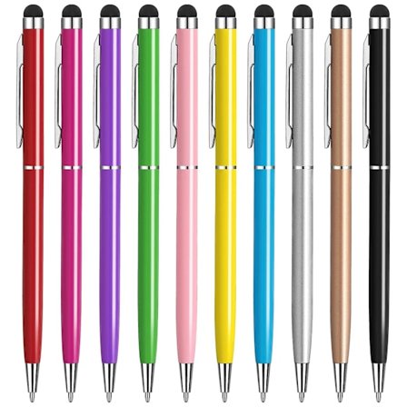 Stylus-pennor för pekskärmar, surfplatta med svart bläck Kulspetspenna 2 i 1, kompatibel med Ipad Pro Air Mini Iphone