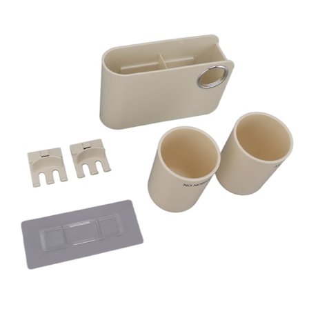 Tandborsthållare Väggmonterad multifunktionell tandborste Tandkrämsdispenser för badrum 2 kopp