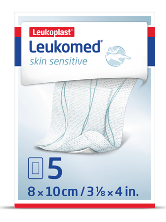Leukoplast Leukomed Skin Sensitive Sårbandasje, 8x10 cm, 5 stk.