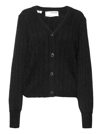 Slfglowie Ls Knit Cardigan B Strikkegenser Cardigan Svart Selected Femme*Betinget Tilbud