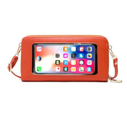 Oranssi Cross-body Kukkaro Kosketusnäyttö Matkapuhelin Lompakko Pu Käsi