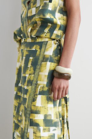 COS Women's Printed Midi Wrap Skirt in Yellow