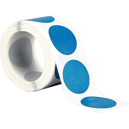 500 stk./rulle skrabelodsetiketter runde etiketter (blå)