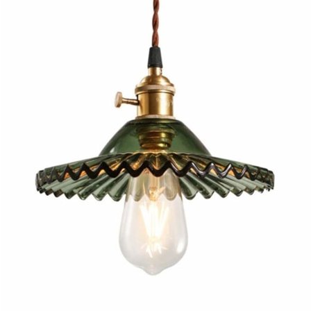 E27 Industriell Vintage Taklampa Retro Glas Taklampa Lampskärm (Grön)