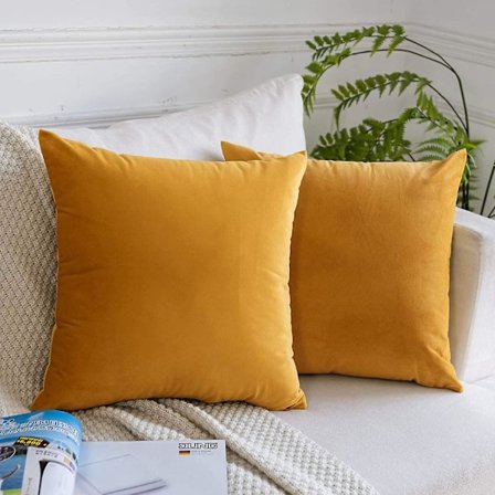 Sofa Bed koristeellinen samettityynynpäälliset, 2-pakkaus kiinteät verhoillut päälliset, 16x16 tuumaa, kulta (kuten kuvassa, kuvassa)