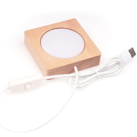 Päivitetty LED-valojen näyttöjalusta USB -puinen LED-valojalusta, joka sopii hartsitaide-ornamentti kristallilasinäyttötelineeseen